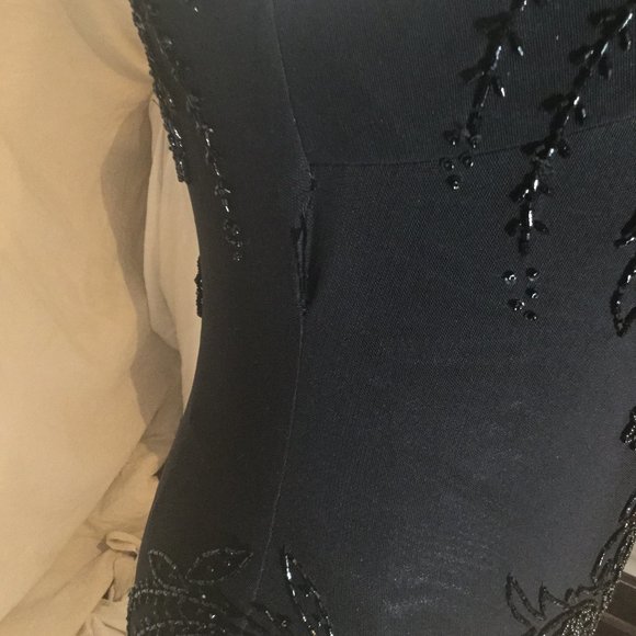 Sue Wong Nocturne Black Beaded V Neck 20s Style Cocktail Dress - Picture 12 of 12